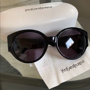 YSL Yves Saint Laurent black round sunglasses big
